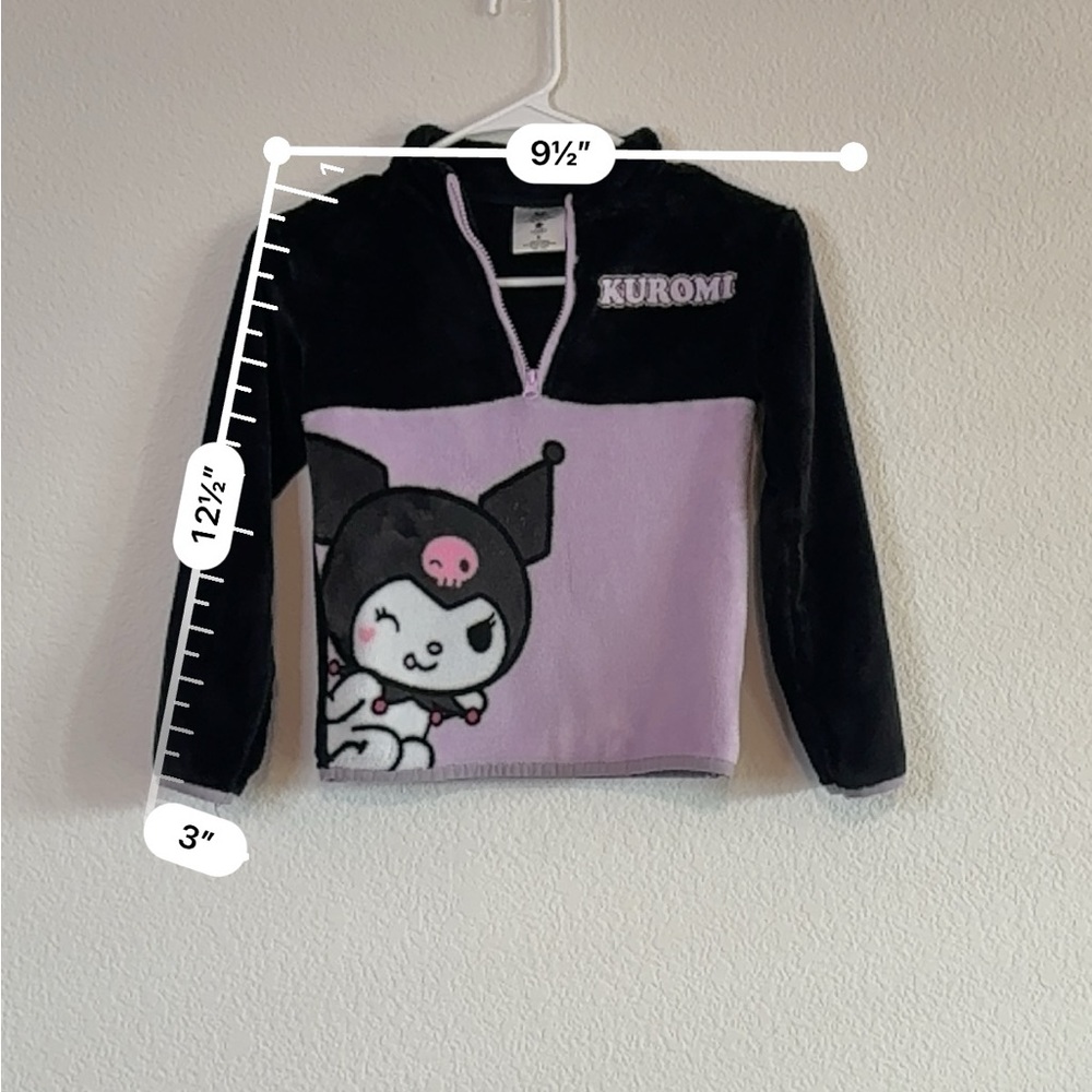 Sanrio Kuromi Kids Fleece Pullover | Black & Lavender | Quarter Zip | Small - Picture 16 of 16